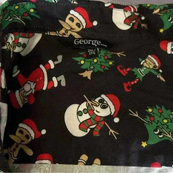 Christmas Button Up Long Sleeve Dress Shirt Santa Snowman Elf George Mens 2XL - Picture 10 of 10